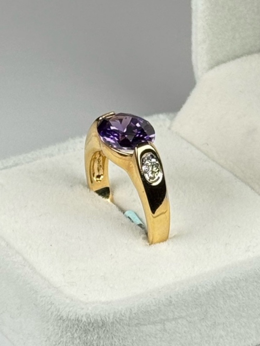 14K Gold Electroplated Purple CZ Ring Size 6.5 Amethyst Cubic Zirconia NEW